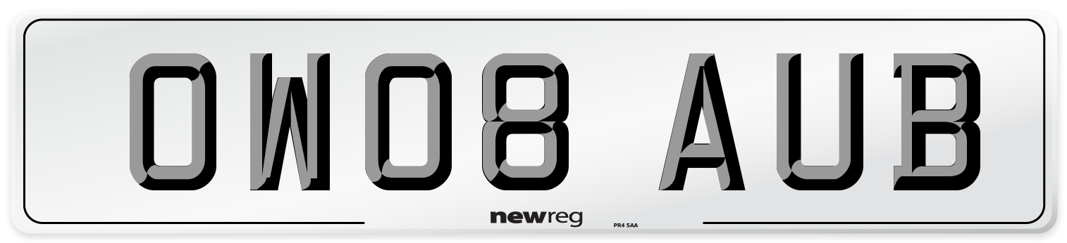 OW08 AUB Number Plate from New Reg